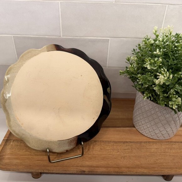 Old Julian Connie Black Red Rooster Chip and Dip Pottery Plate - Picture 4 of 7